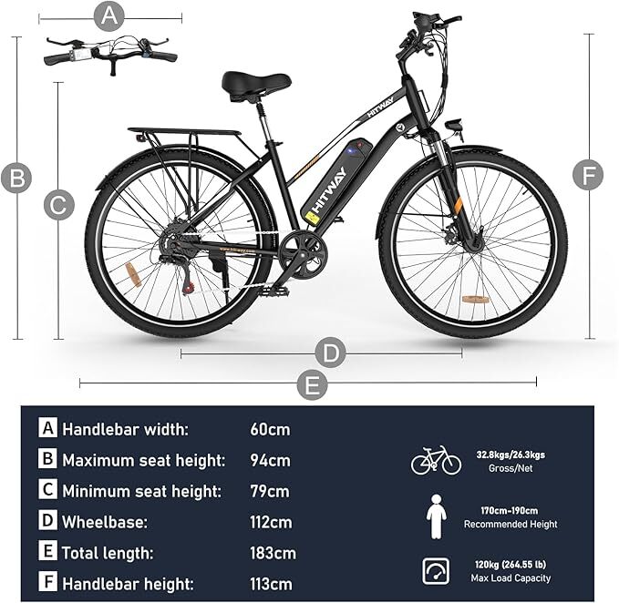 HITWAY BK27 Electric Bike for Adults, 28" Electric Bicycle Commute E-bike