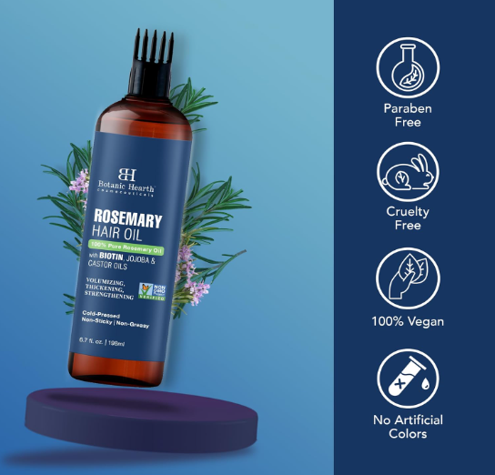 Botanic Hearth 100% Pure Rosemary Oil for Hair Infused with 100% Pure Biotin | Strengthening Treatment