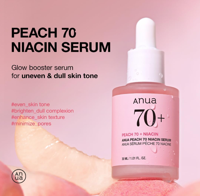 ANUA Peach 70 Niacinamide Serum 30ml / brightening hydrating face serum/daily clean beauty (1.01 fl. oz.)